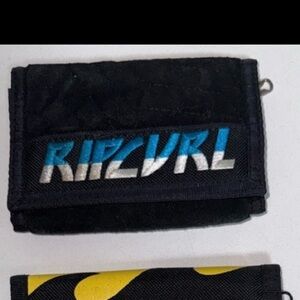 Rip Curl black tri-fold wallet vintage surf skate nylon